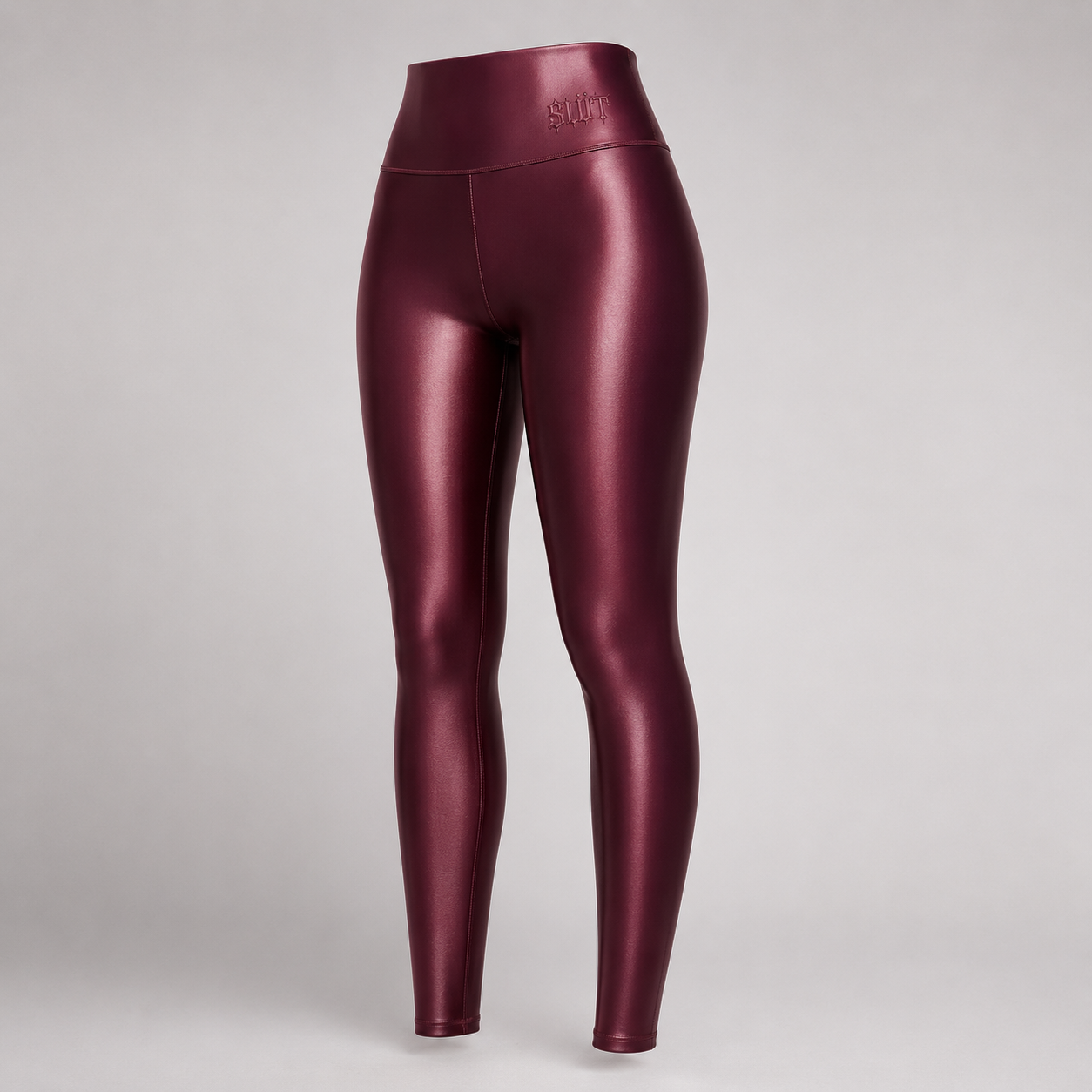 Burgundy Faux-Leather Flare Leggings