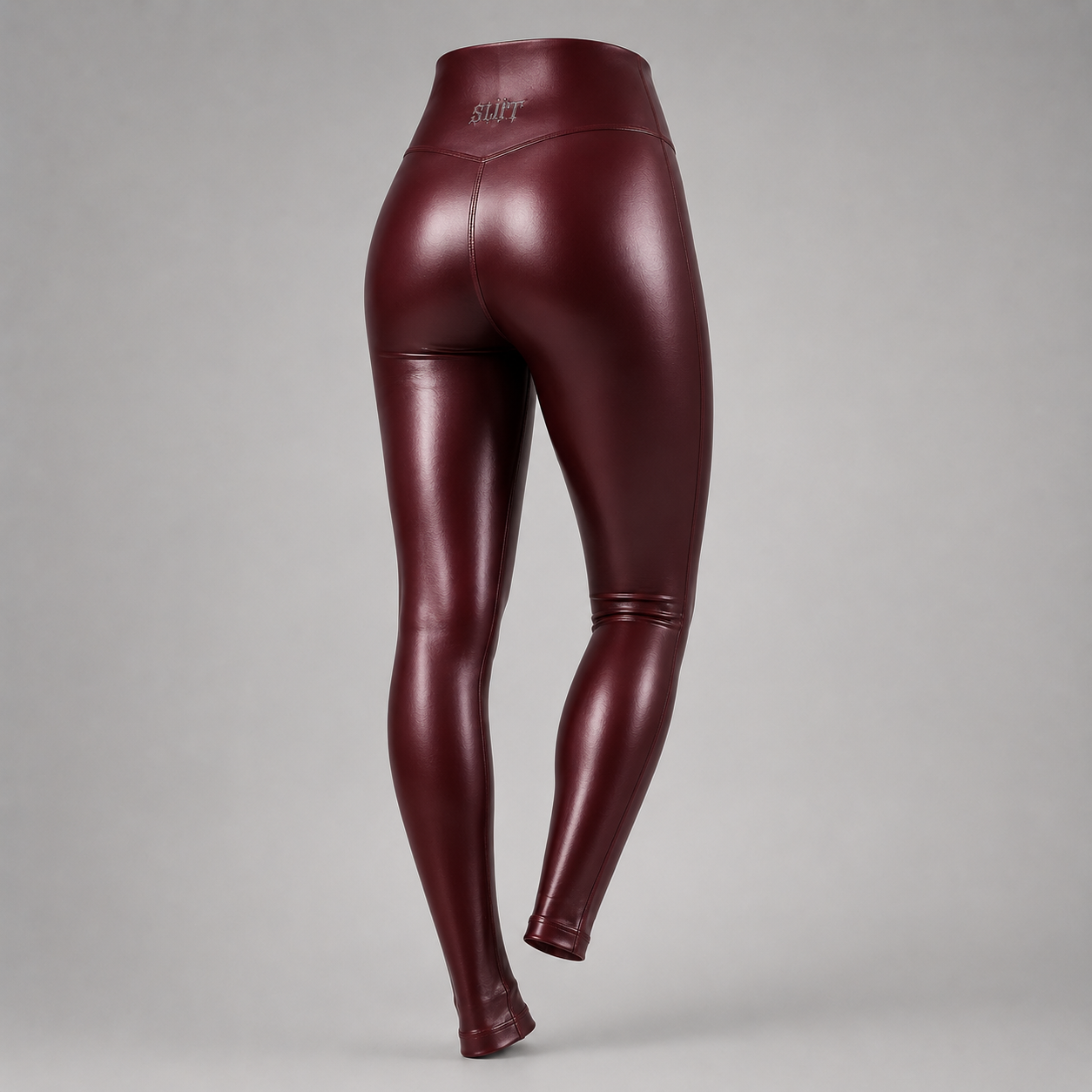 Burgundy Faux-Leather Flare Leggings Packaging