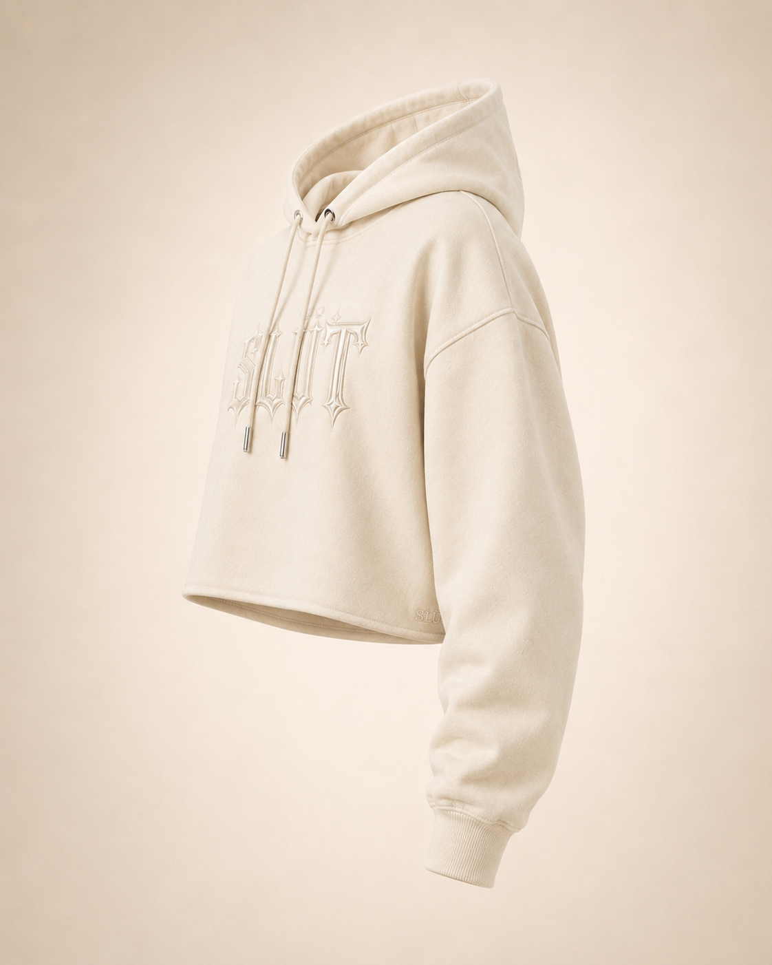 Cropped Ivory Embroidered Hoodie Packaging