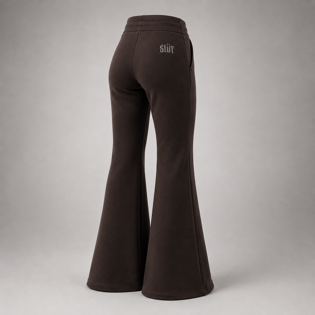 Espresso Waffle-Knit Flare Sweatpants Detail