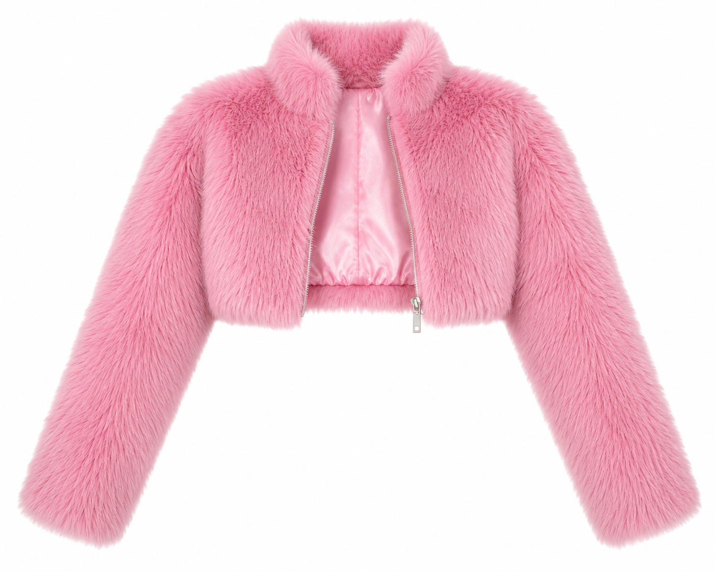 Pink Fur-Cuff Puffer Jacket Set Detail