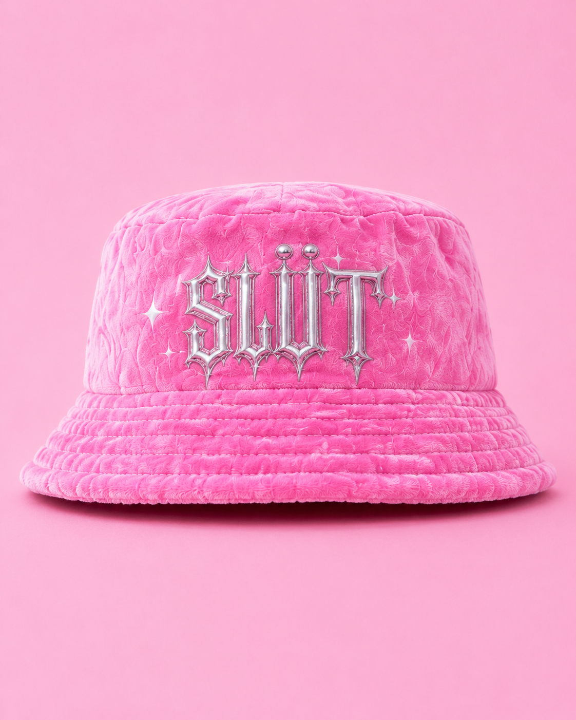 Pink Velour Bandeau, Short & Bucket Hat Trio Detail