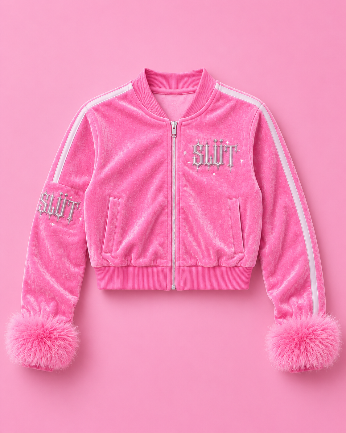 Pink Velour Tracksuit Set
