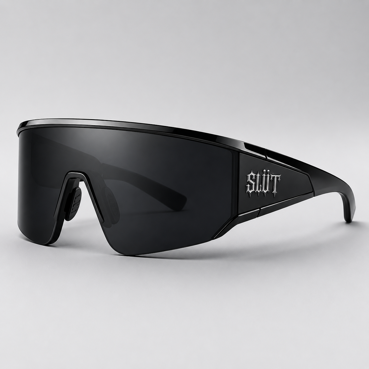 SLÜT Black Wraparound Shield Sunglasses