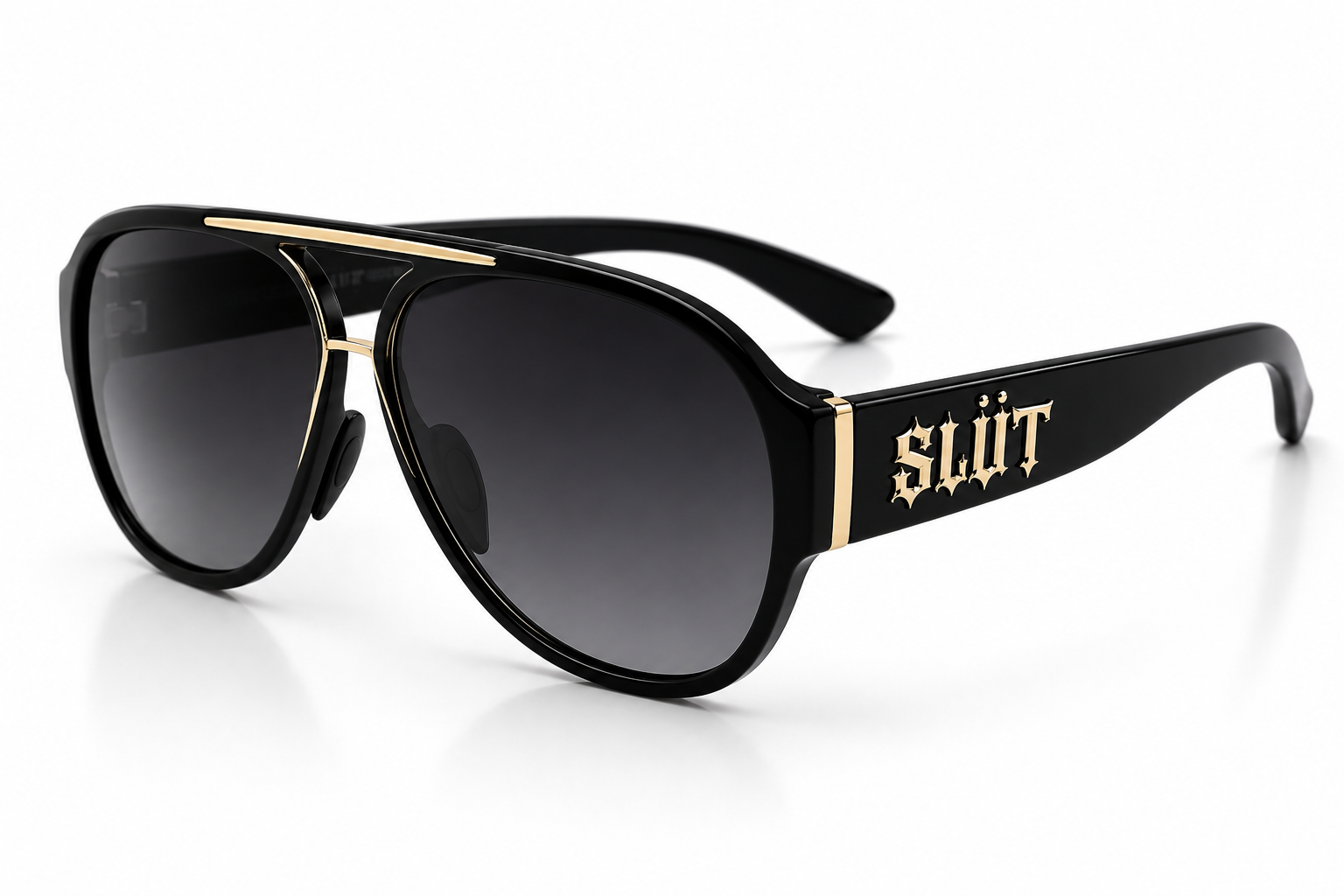 SLÜT Chunky Gold-Trim Aviator Sunglasses