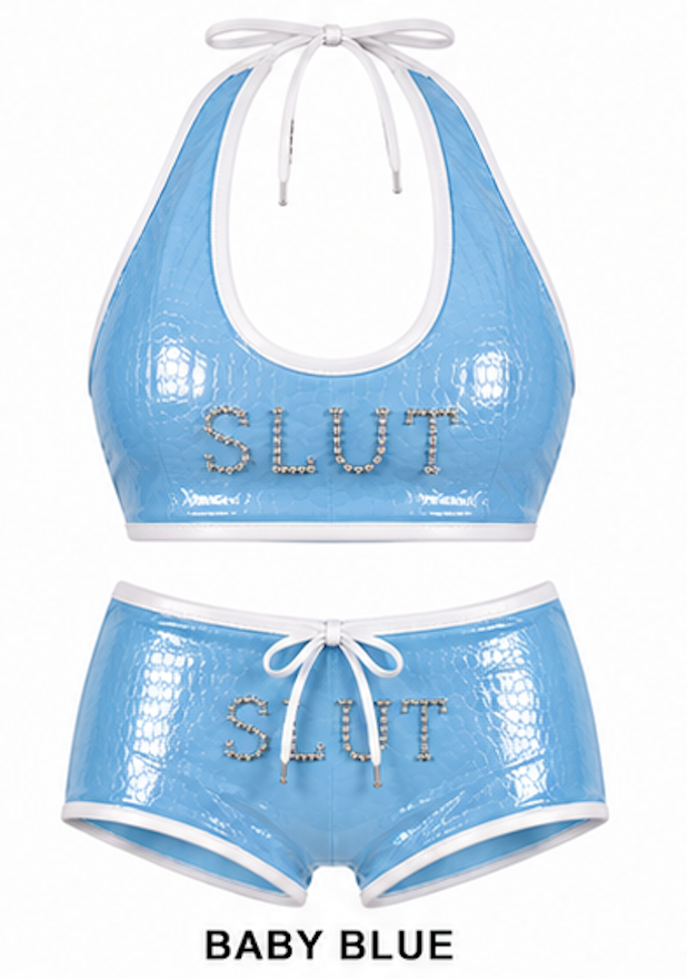 SLÜT Croc-Patent Triangle Swim Set — Baby Blue alternate view