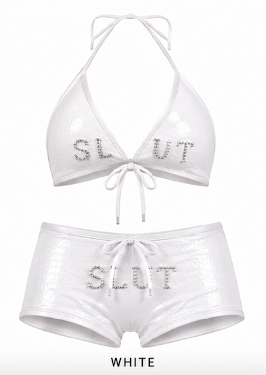 SLÜT Croc-Patent Triangle Swim Set — Optic White