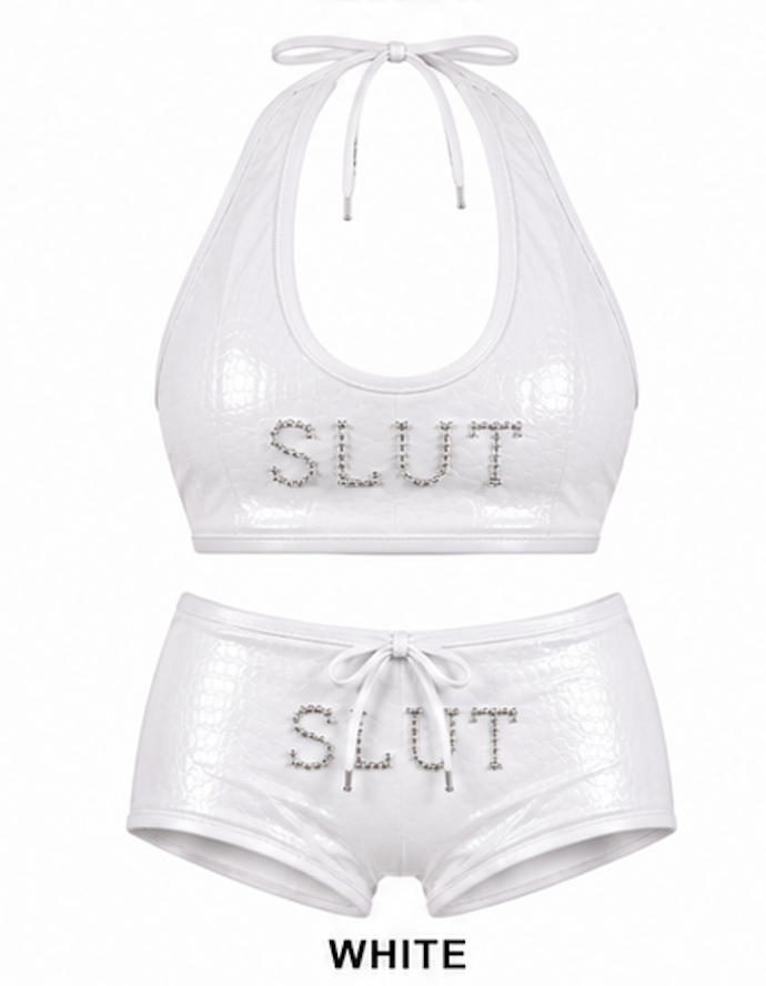 SLÜT Croc-Patent Triangle Swim Set — Optic White Packaging
