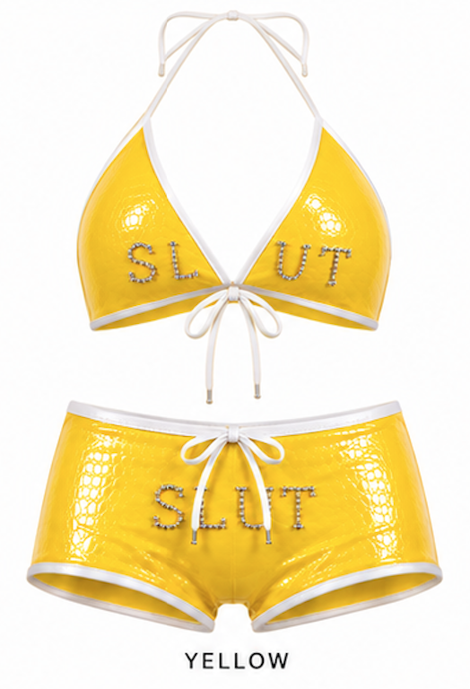 SLÜT Croc-Patent Triangle Swim Set — Sunshine Yellow
