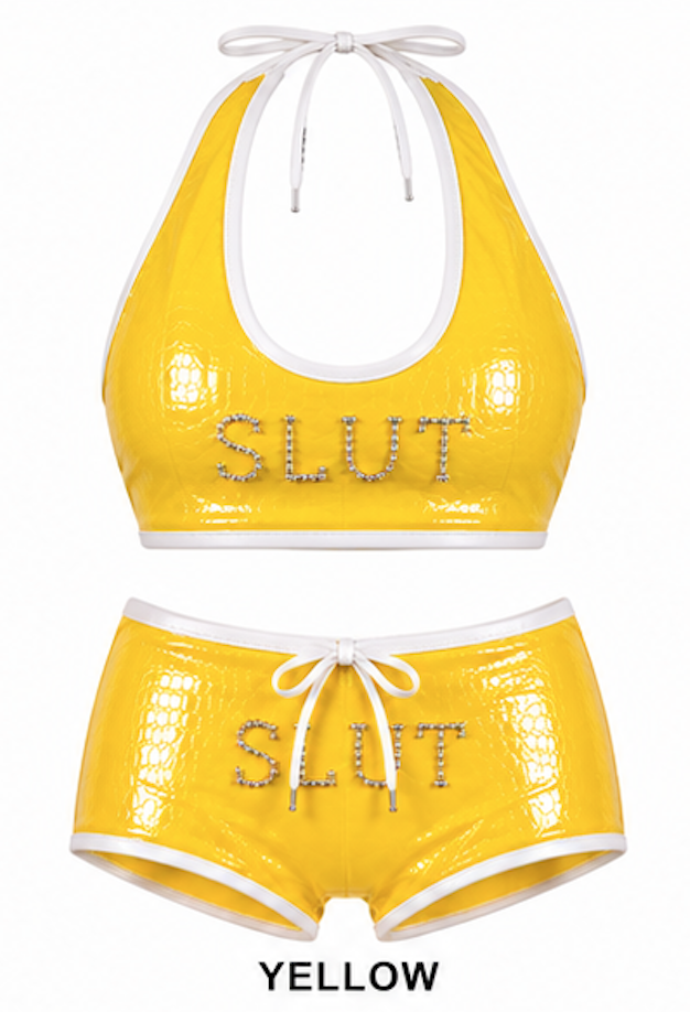 SLÜT Croc-Patent Triangle Swim Set — Sunshine Yellow Packaging