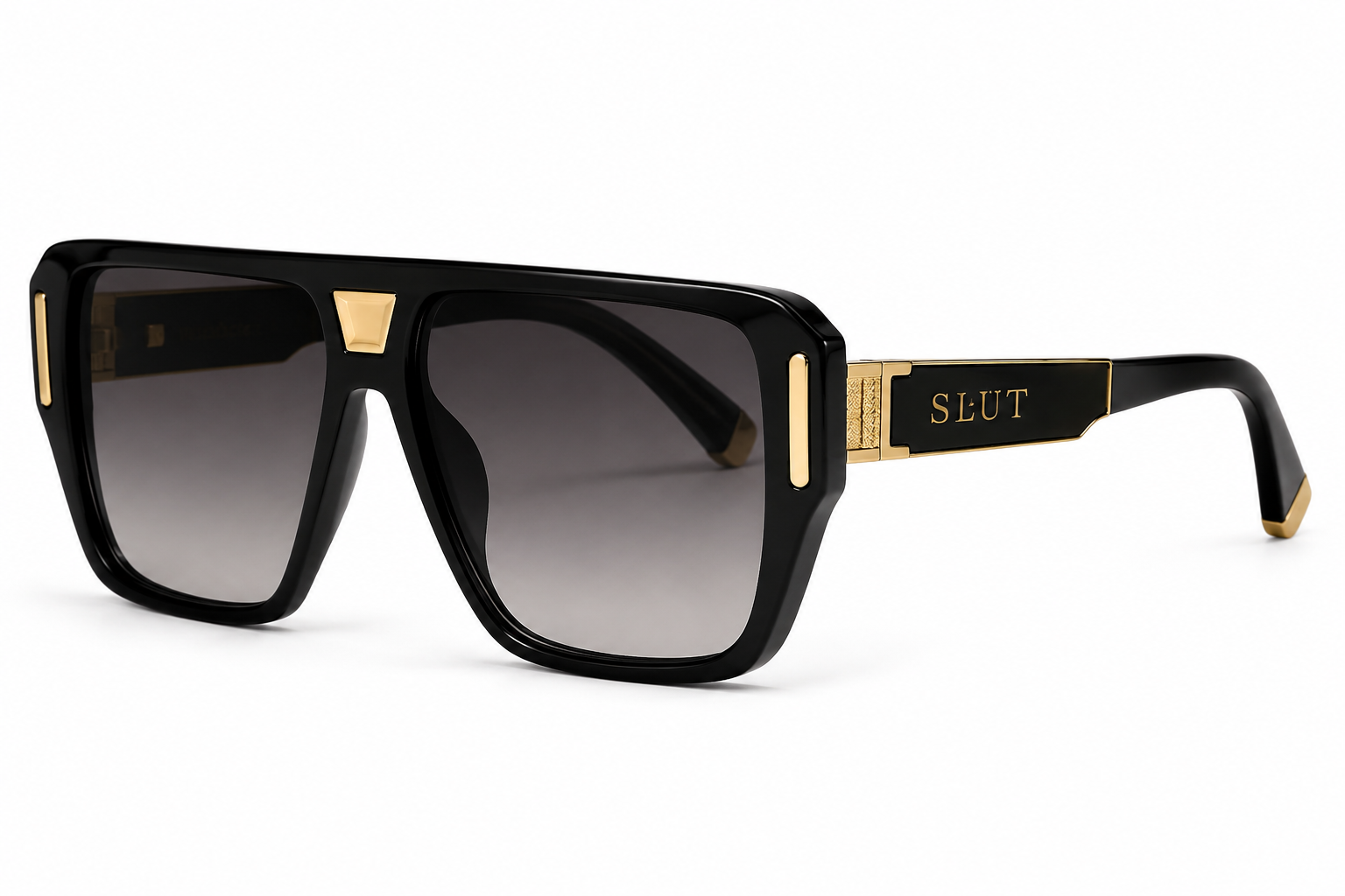 SLÜT Flat-Top Square Gold Sunglasses
