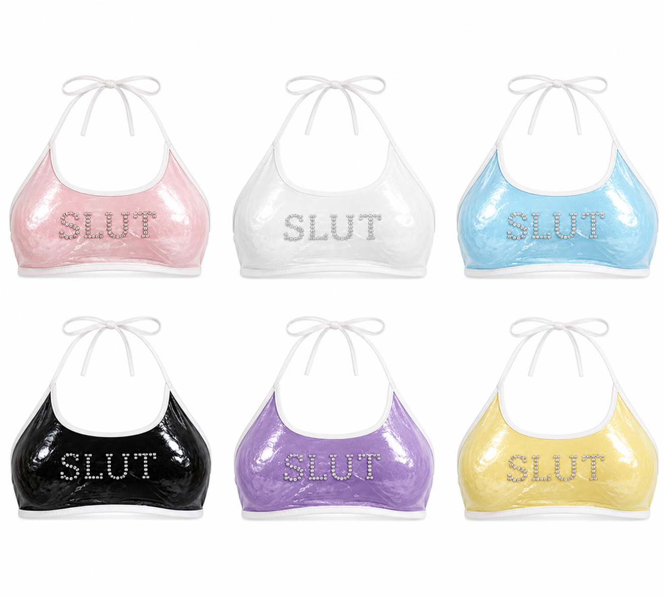 SLÜT Patent Halter Swim Set — Optic White Detail