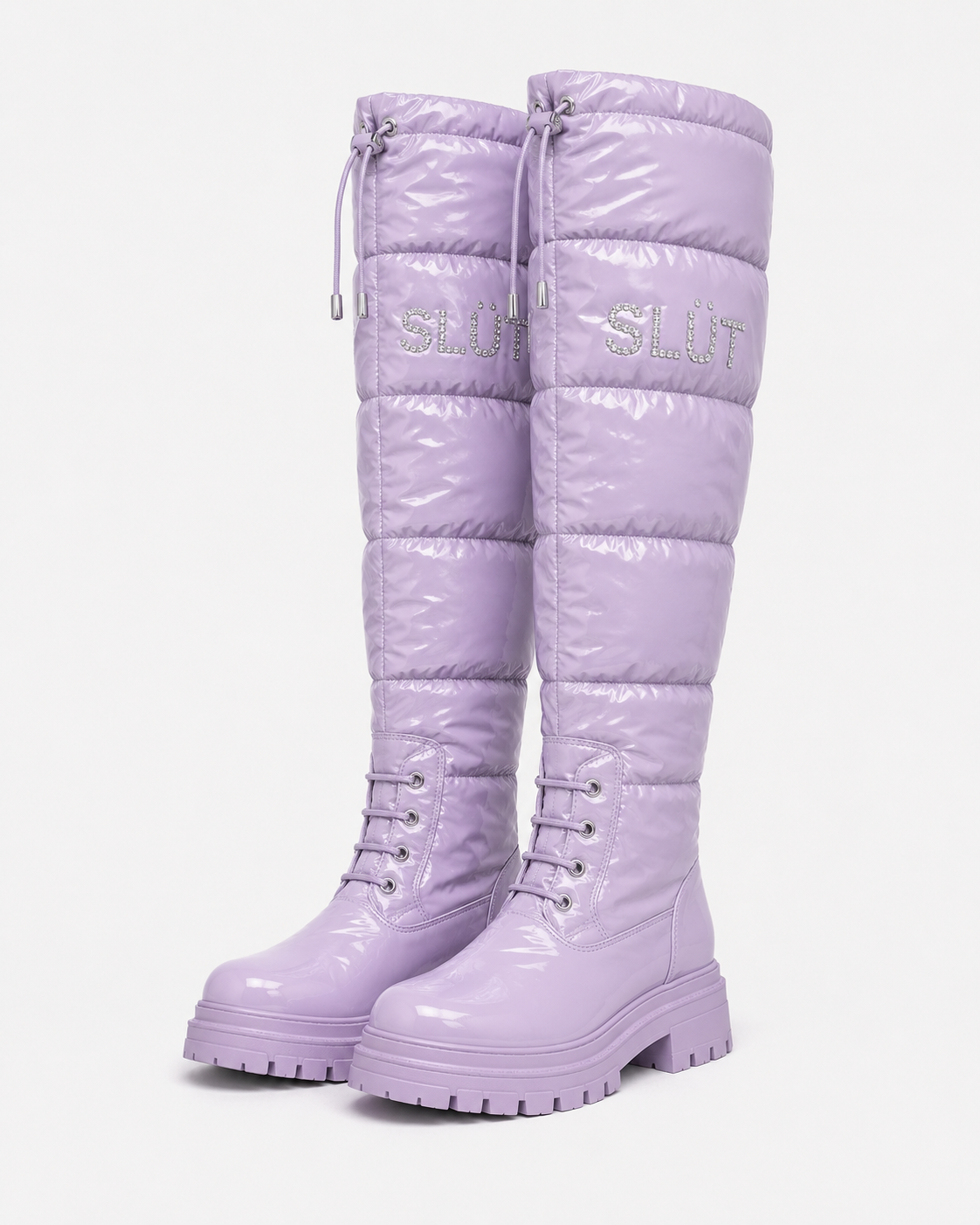 SLÜT Quilted Lace-Front Boot — Lavender Haze