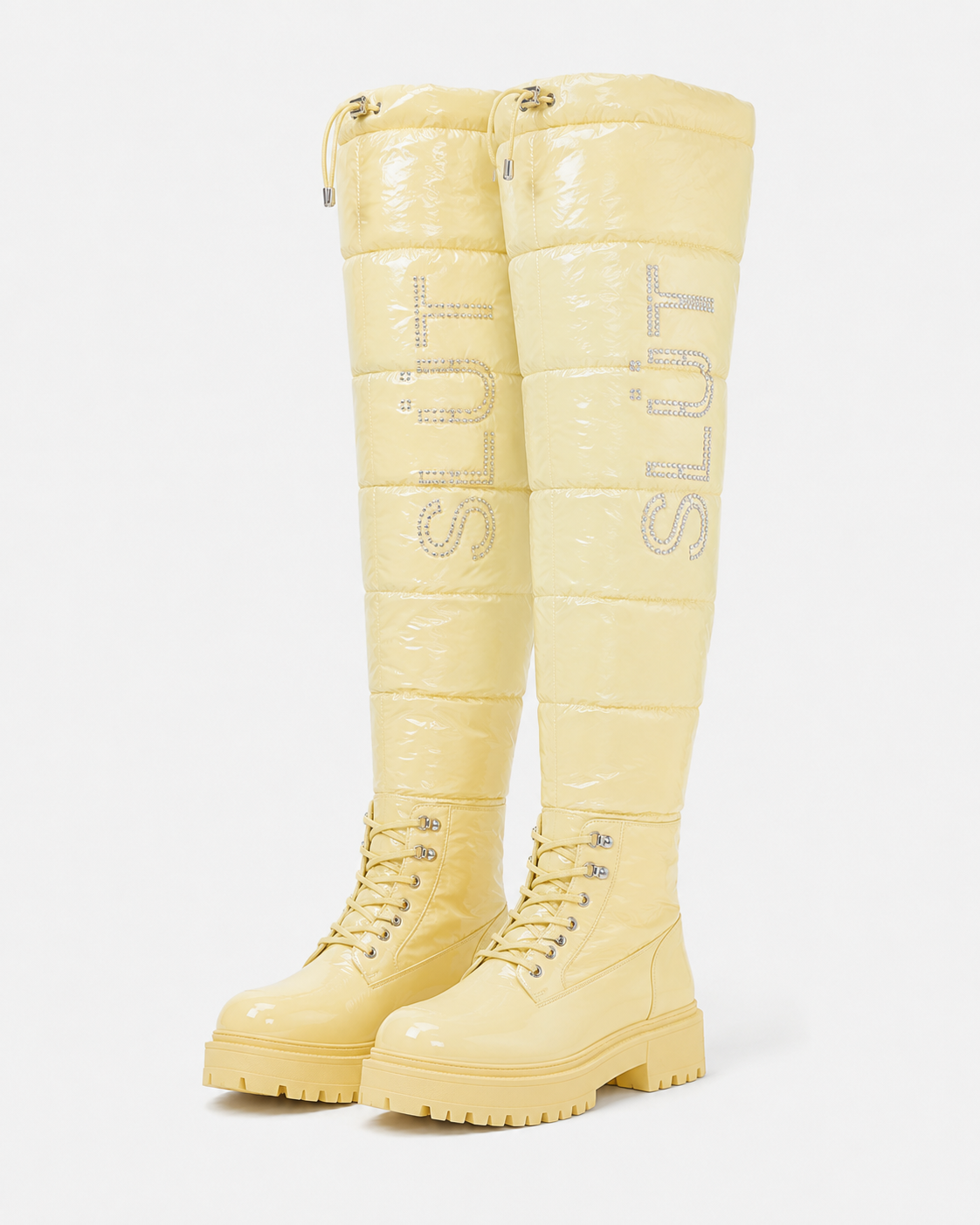 SLÜT Quilted Lace-Front Boot — Sunshine Yellow