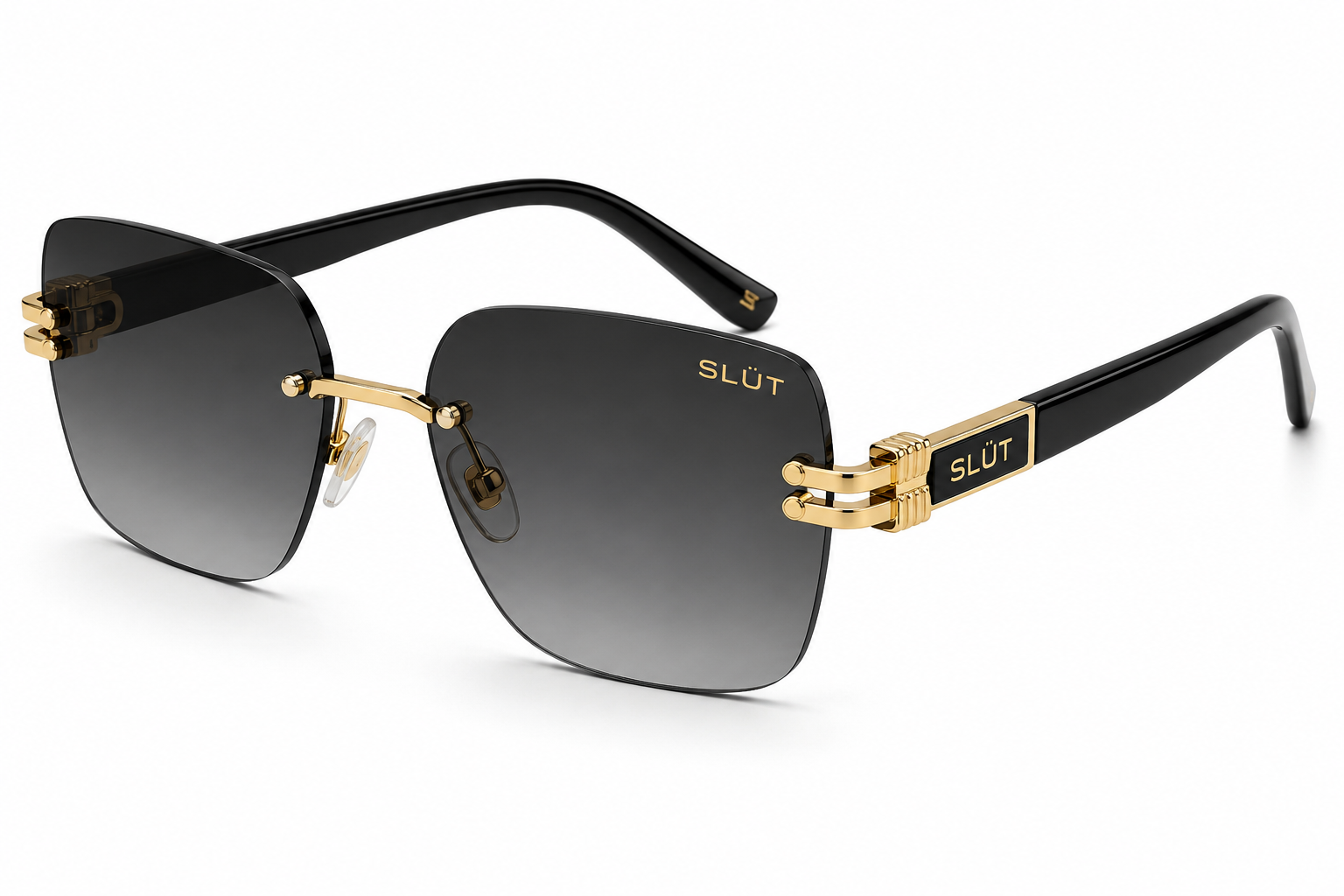 SLÜT Rimless Cat-Eye Gold Sunglasses