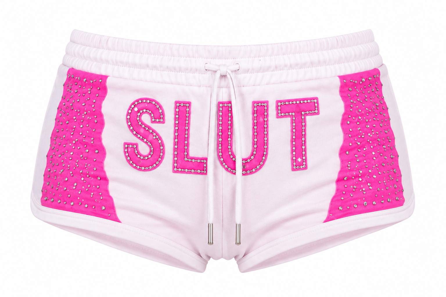 White & Pink Toweling Bralette & Short Set Detail