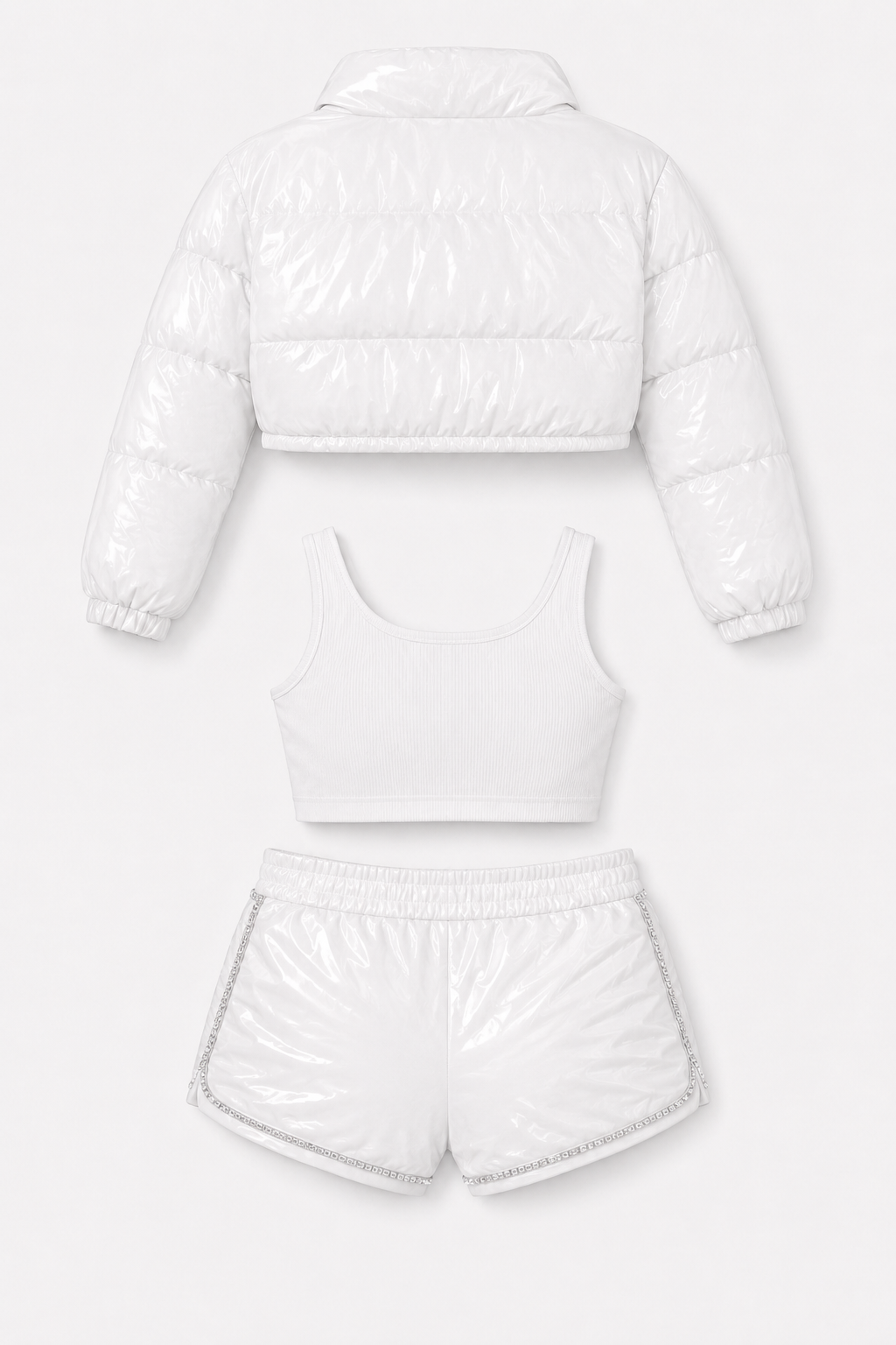 White Patent Puffer 3-Piece Set