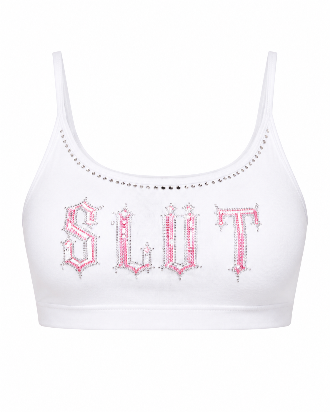 White Rhinestone Scoop Bralette
