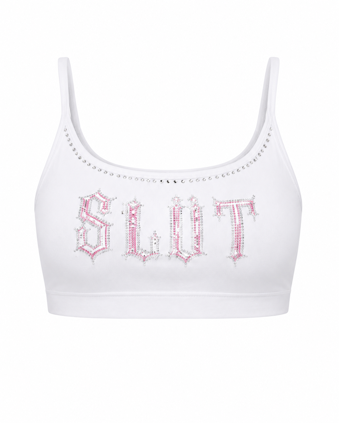 White Rhinestone Scoop Bralette alternate view