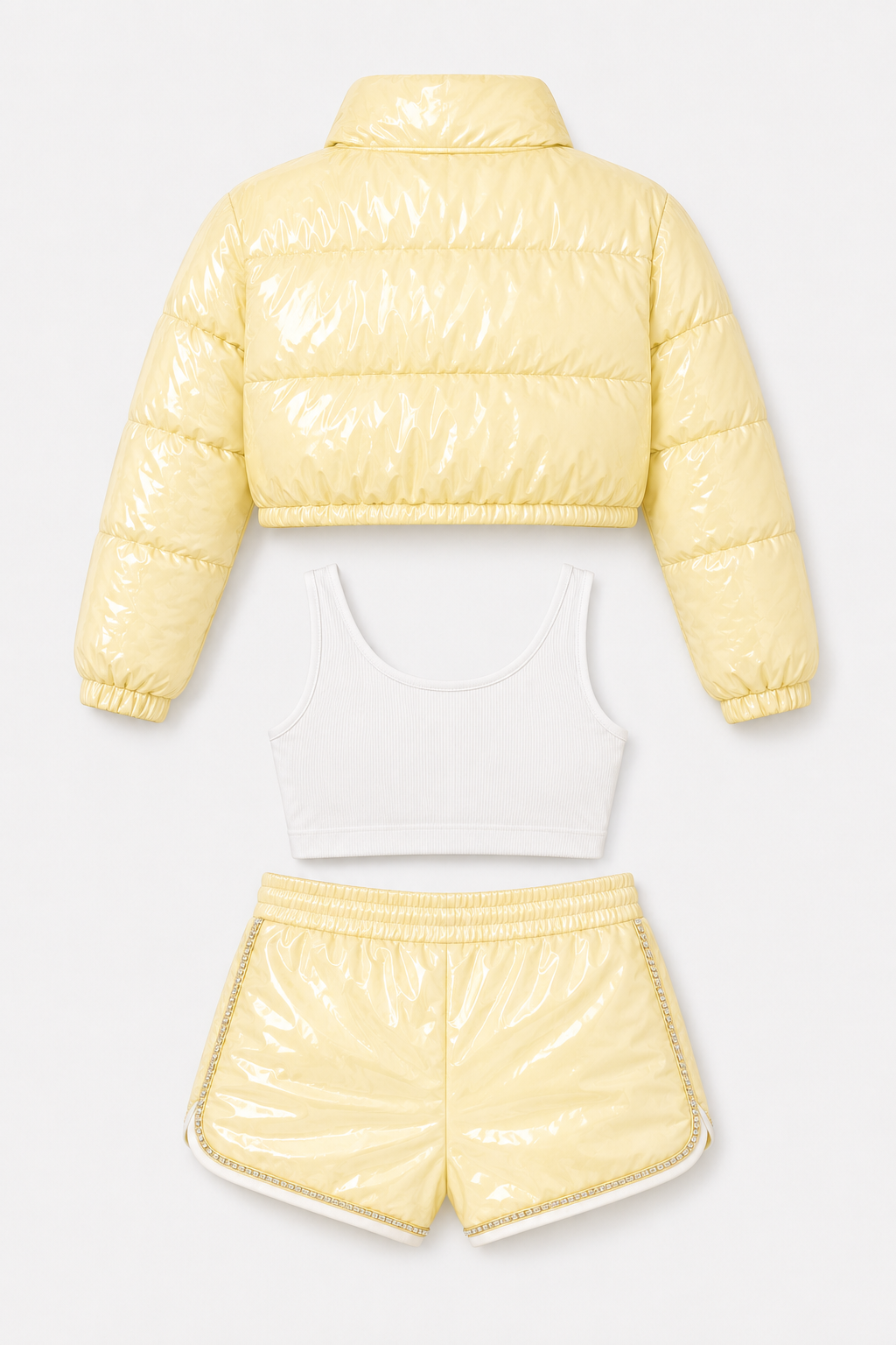 Sunshine Yellow Patent Puffer 3-Piece Set